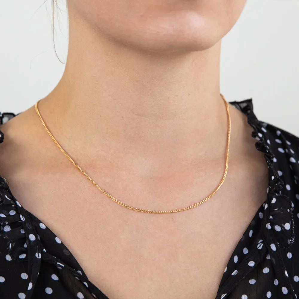 9ct Yellow Solid Gold Curb Dicut 45cm Chain 50Gauge Shiels