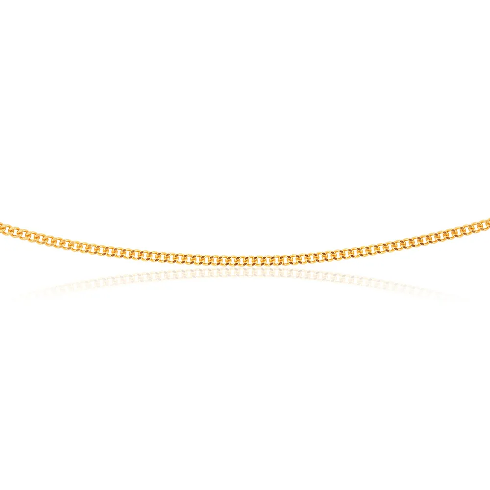 9ct Yellow Solid Gold Curb Dicut 70cm Chain 50Gauge Shiels
