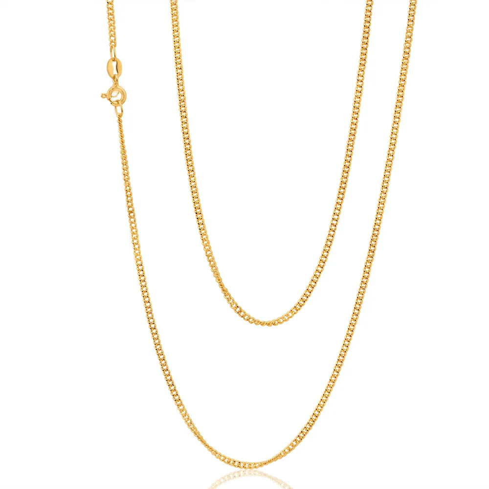 9ct Yellow Solid Gold Curb Dicut 70cm Chain 50Gauge Shiels