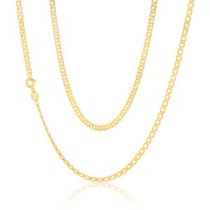 9ct Yellow Solid Gold Curb Double Diamond Cut 45cm Chain 40gauge Shiels