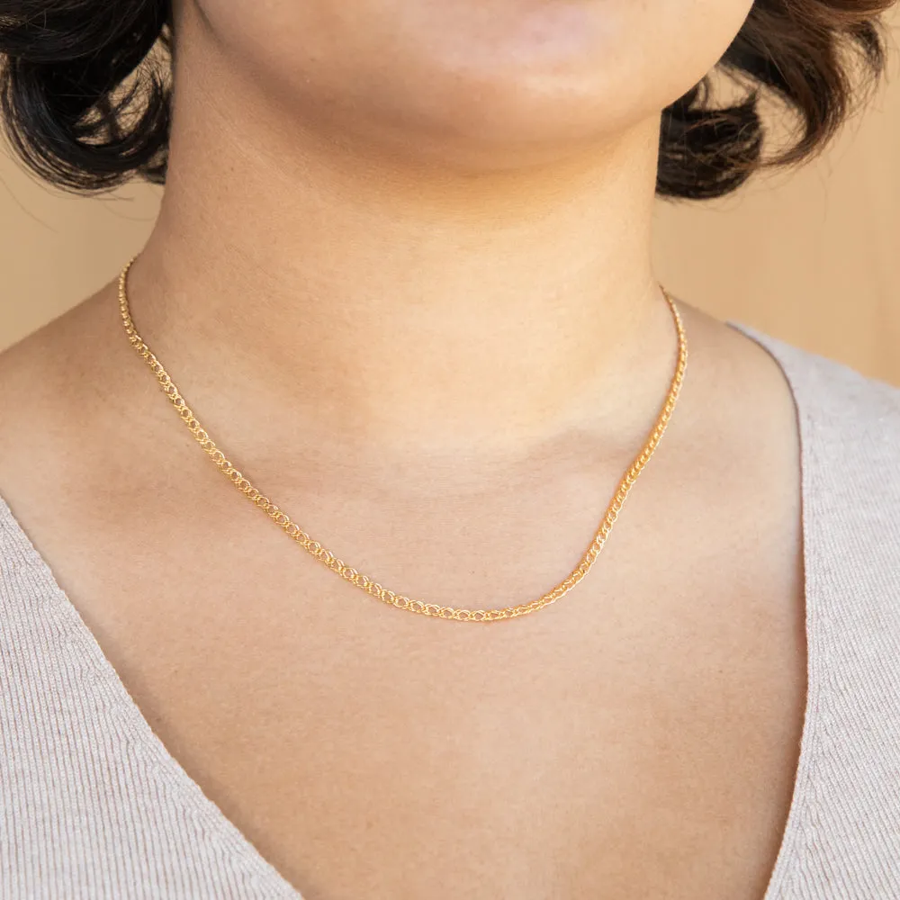 9ct Yellow Solid Gold Curb Double Diamond Cut 45cm Chain 40gauge Shiels