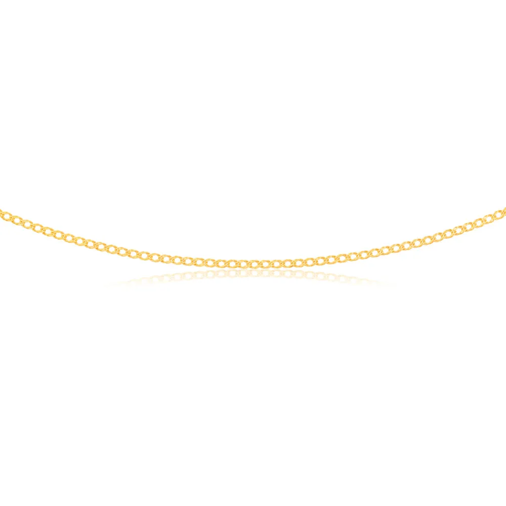 9ct Yellow Solid Gold Curb Double Diamond Cut 45cm Chain 40gauge Shiels