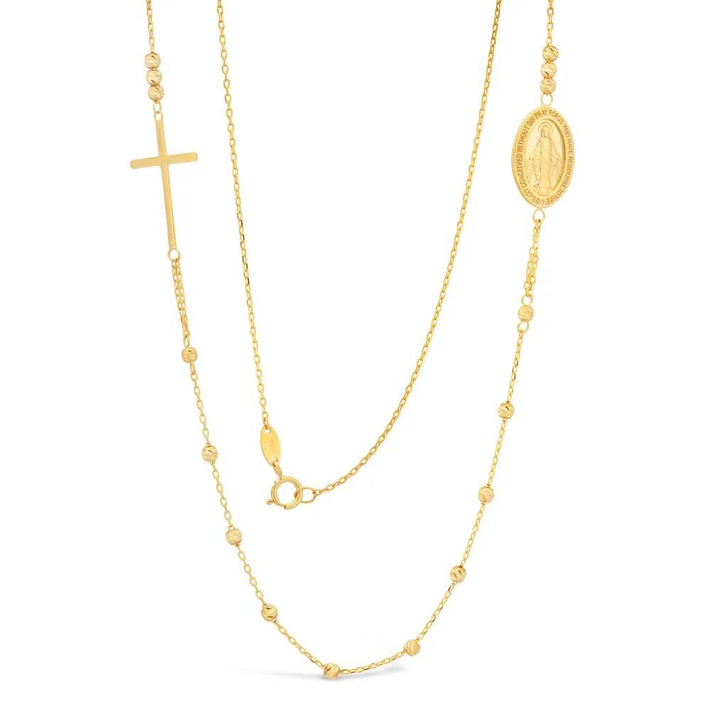 9ct Yellow Solid Gold Diamond Cut Beads Religious Chain Shiels
