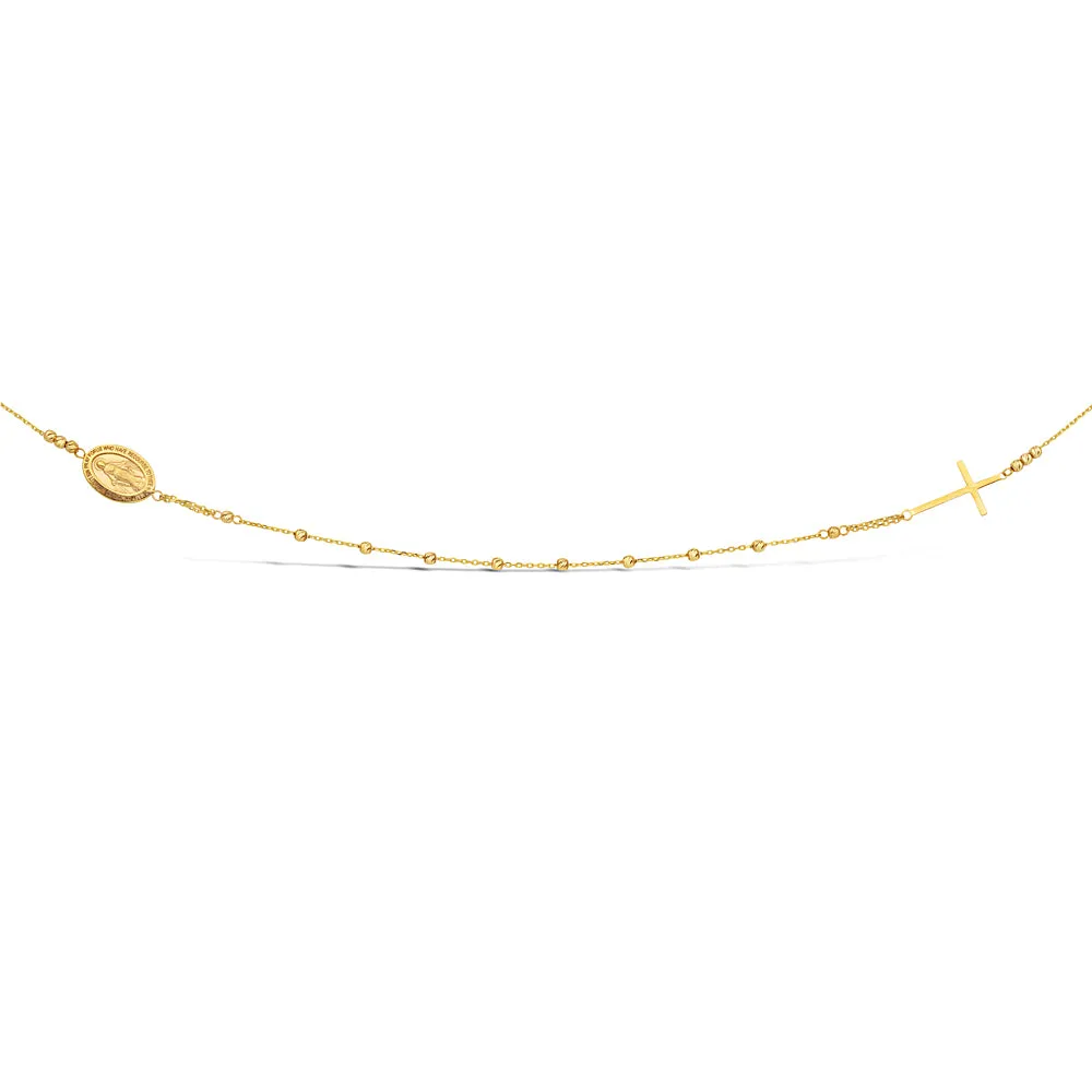 9ct Yellow Solid Gold Diamond Cut Beads Religious Chain Shiels