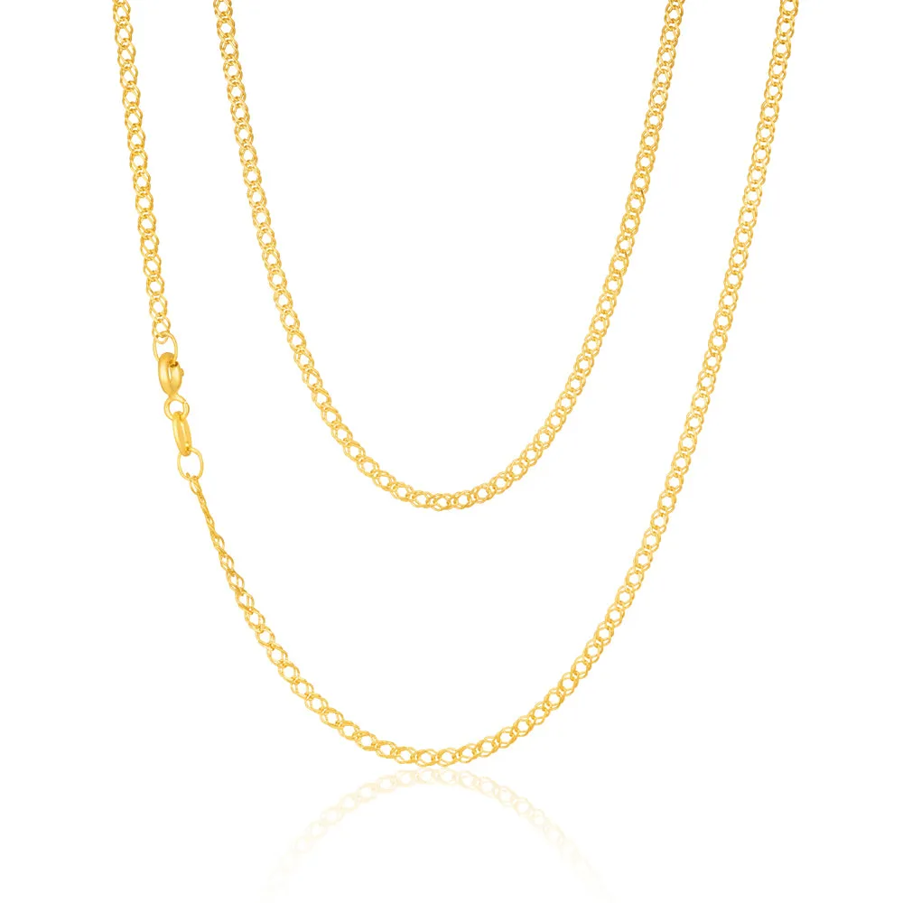9ct Yellow Solid Gold Double Curb 30 Gauge Diamond Cut 45cm Chain Shiels
