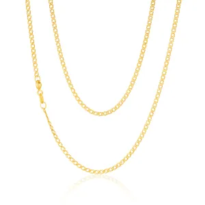 9ct Yellow Solid Gold Double Curb 30 Gauge Diamond Cut 45cm Chain Shiels