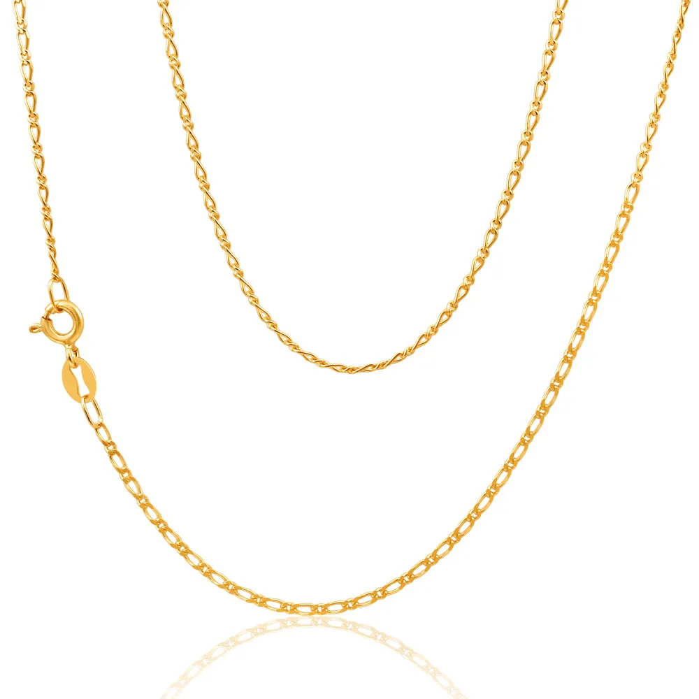9ct Yellow Solid Gold Figaro 1:1 Chain 45cm in 40Gauge Shiels