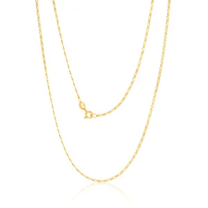 9ct Yellow Solid Gold Figaro 1:1 Diamond Cut 40 gauge 60cm Chain Shiels