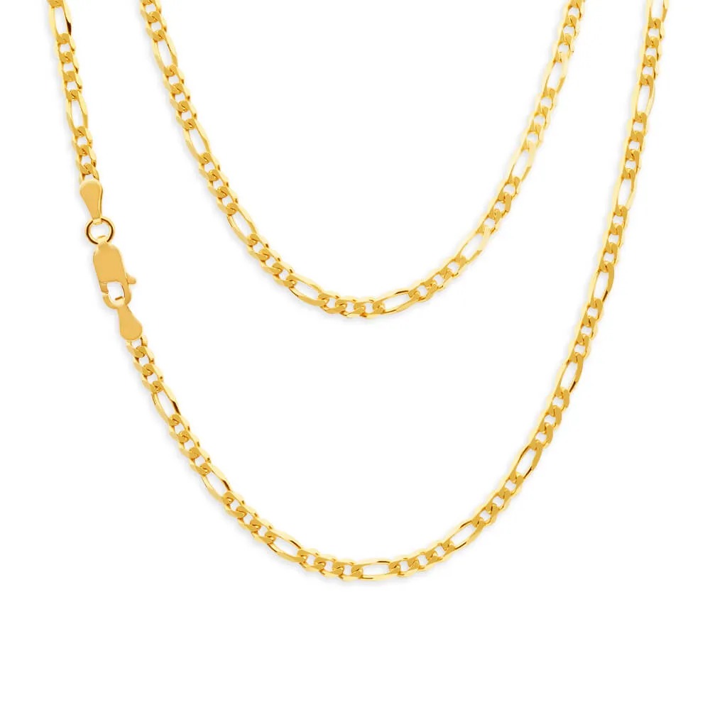 9ct Yellow Solid Gold Figaro 1:3 45cm Chain 80 Gauge Shiels