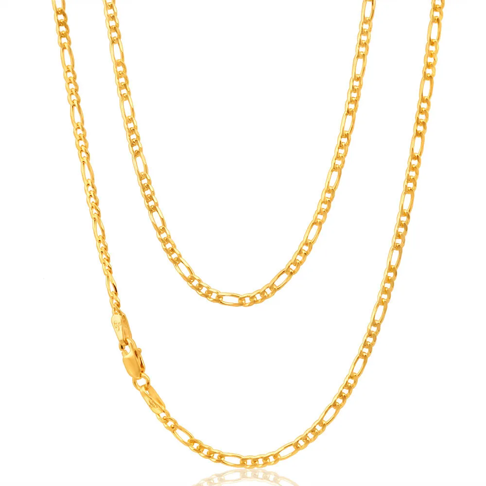 9ct Yellow Solid Gold Figaro 1:3 50cm Chain 60Gauge Shiels