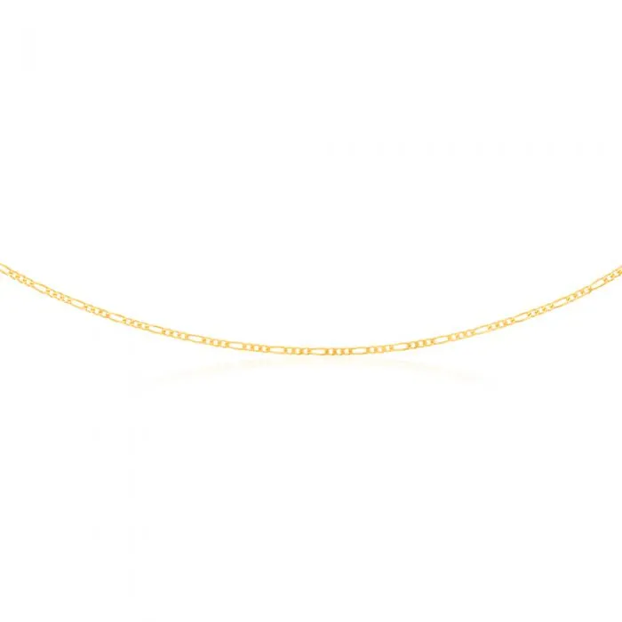 9ct Yellow Solid Gold Figaro 1:3 50cm Chain 60Gauge Shiels