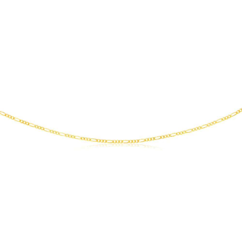 9ct Yellow Solid Gold Figaro 1:3 50cm Chain 60Gauge Shiels