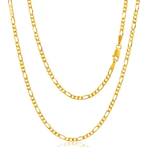 9ct Yellow Solid Gold Figaro 1:3 60Gauge 45cm Chain Shiels