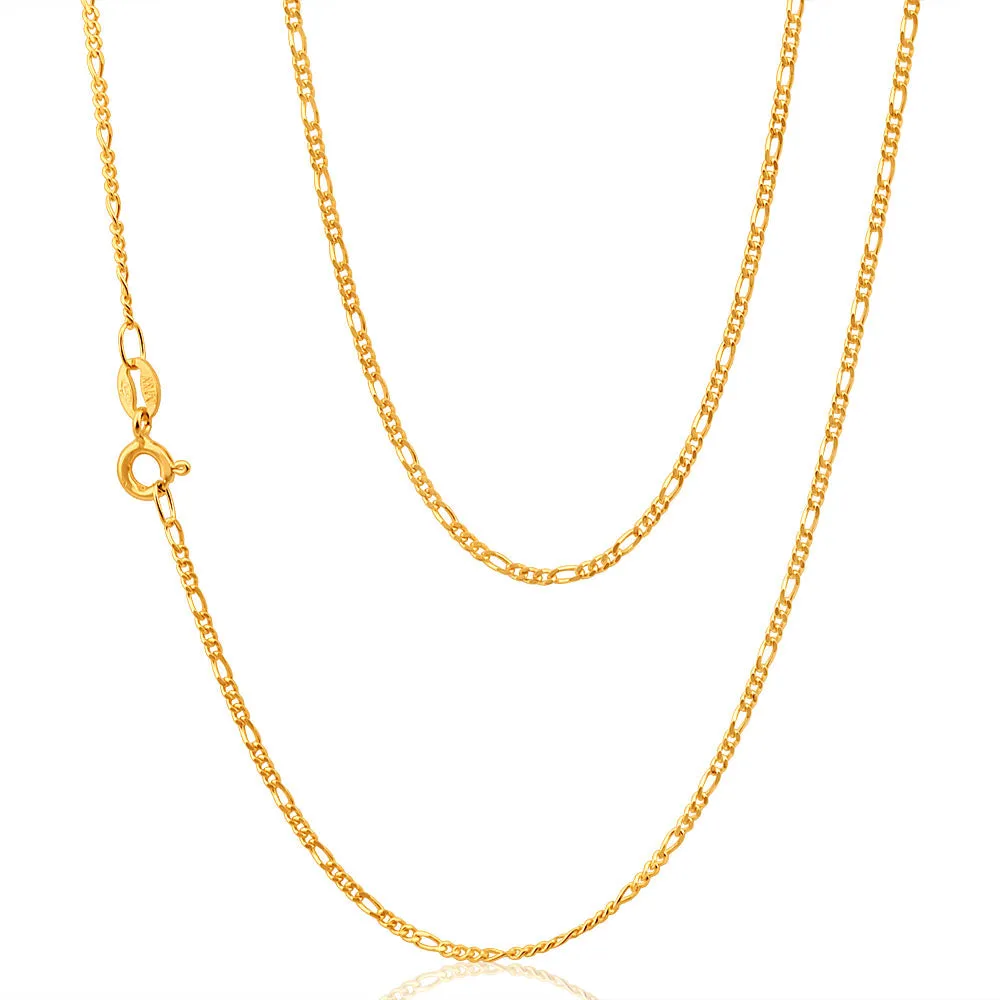9ct Yellow Solid Gold Figaro 1:3 70cm Chain 40Gauge Shiels