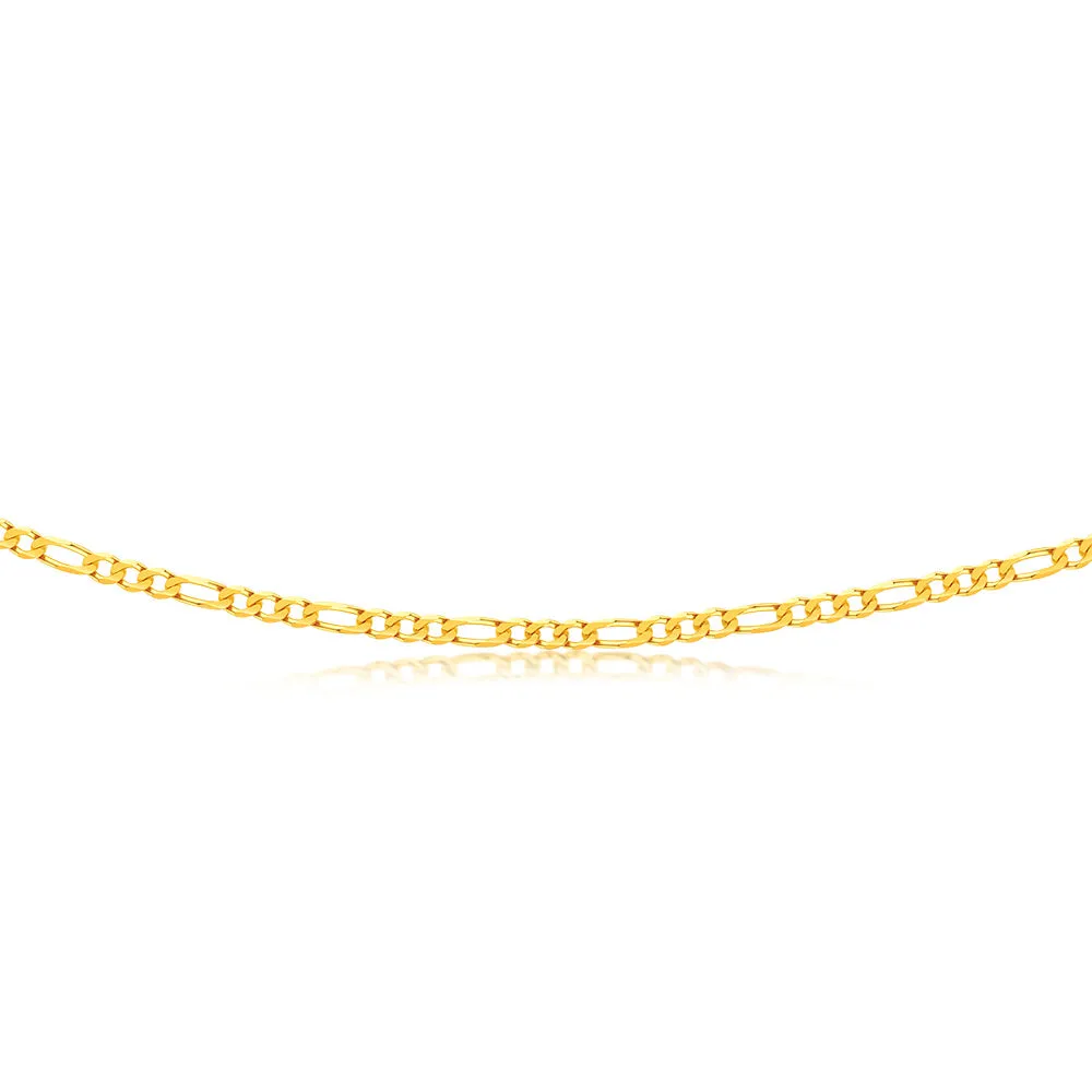 9ct Yellow Solid Gold Figaro 1:3 80 Gauge 50cm chain Shiels