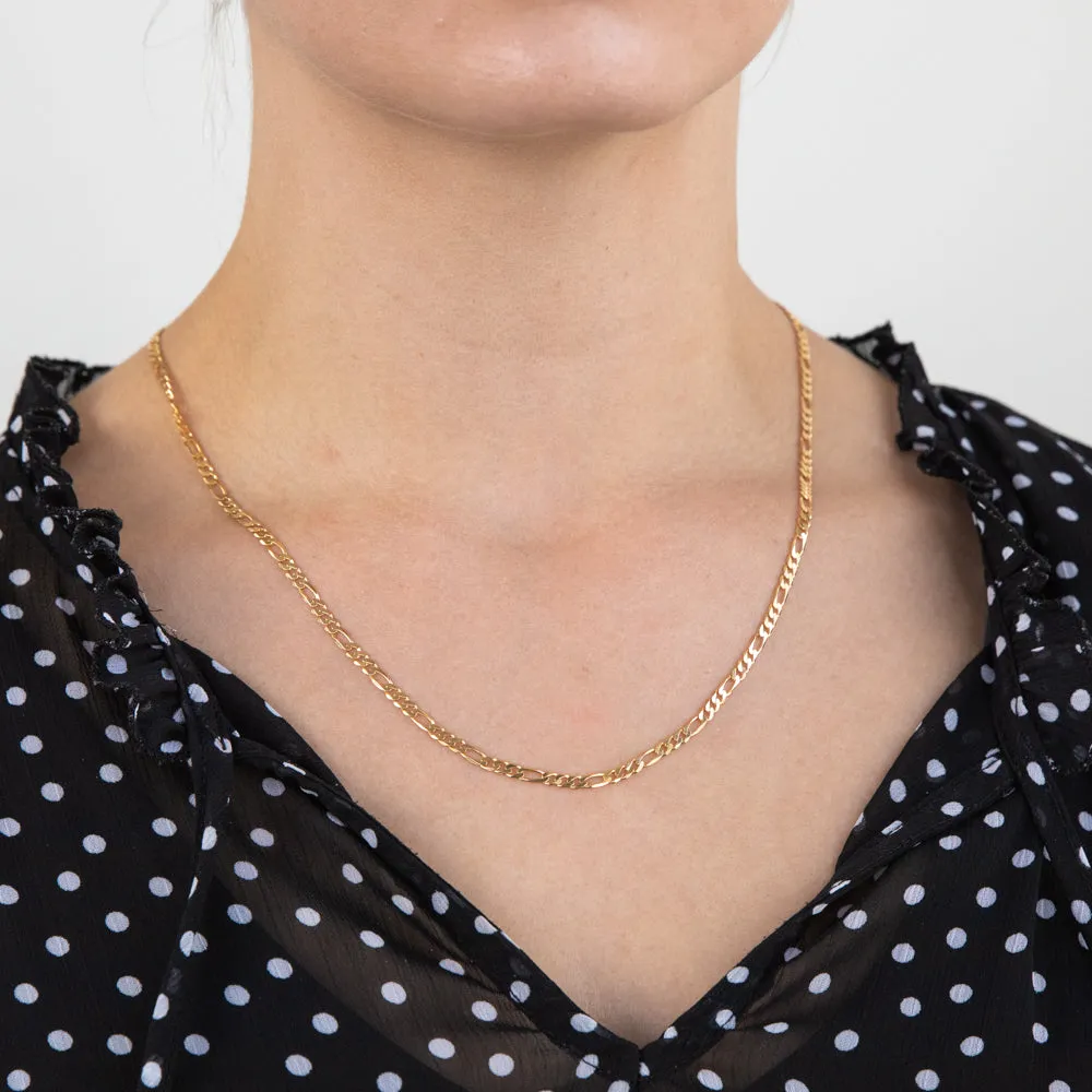 9ct Yellow Solid Gold Figaro 1:3 80 Gauge 50cm chain Shiels