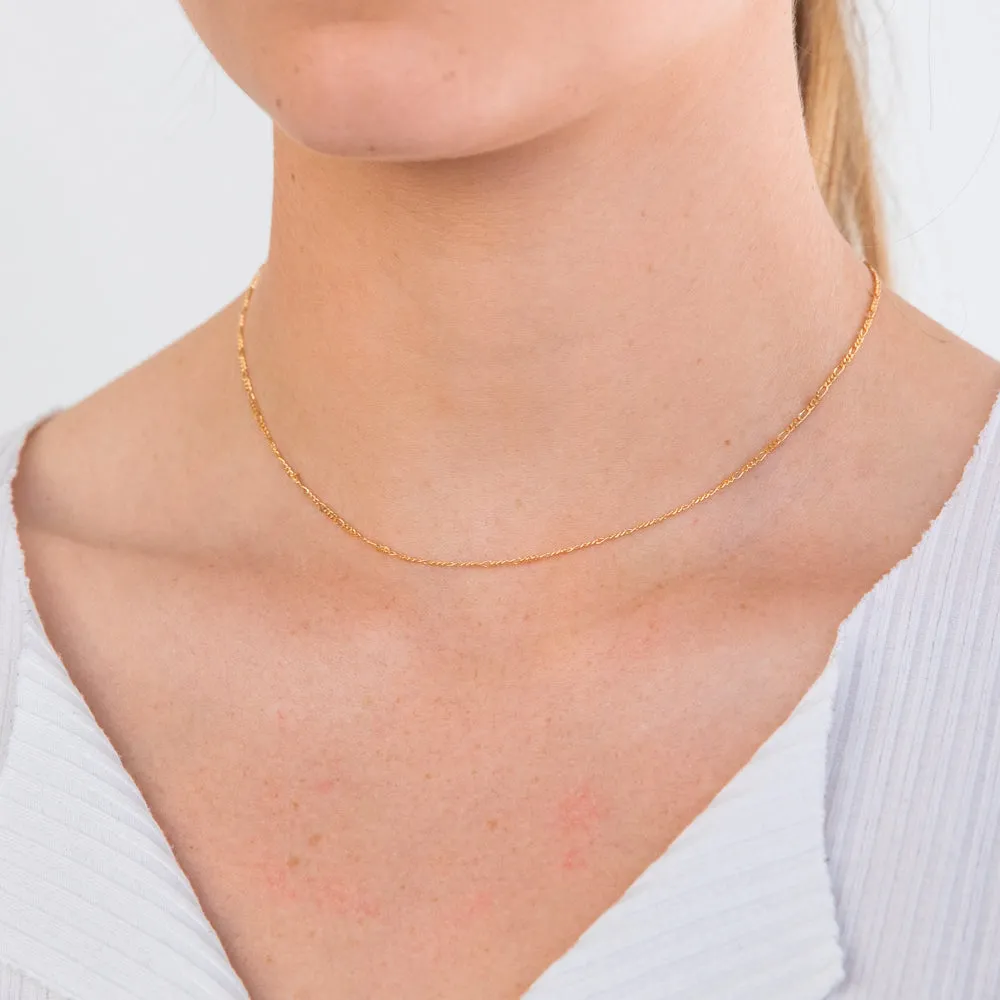 9ct Yellow Solid Gold Figaro 1:3 Dicut 40cm Chain 40Gauge Shiels