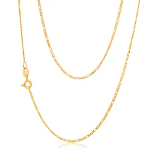 9ct Yellow Solid Gold Figaro 1:3 Dicut 40Gauge 50cm Chain Shiels