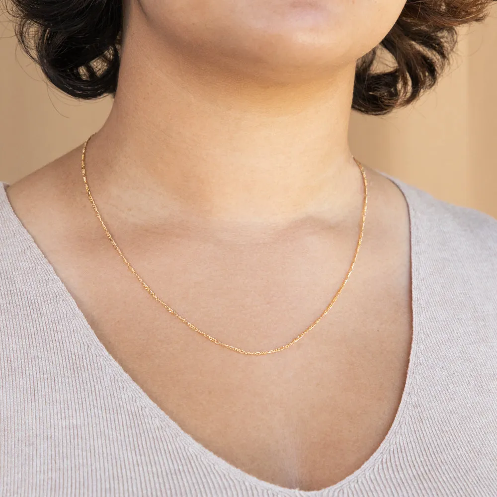 9ct Yellow Solid Gold Figaro 1:3 Dicut 40Gauge 50cm Chain Shiels