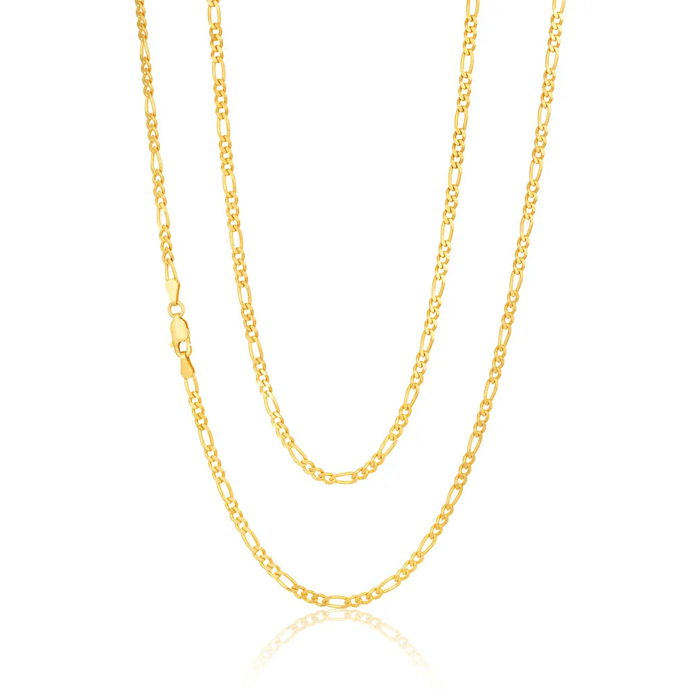 9ct Yellow Solid Gold Figaro Chain 70cm in 80 Gauge Shiels