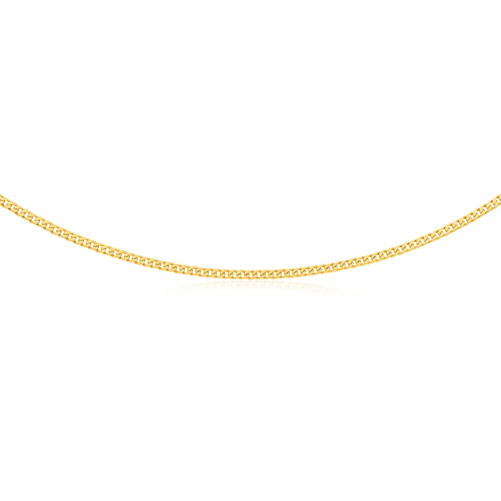 9ct Yellow Solid Gold Flat Bevelled Curb 55cm Chain 120gauge Shiels