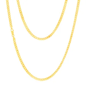 9ct Yellow Solid Gold Flat Bevelled Curb 55cm Chain 120gauge Shiels