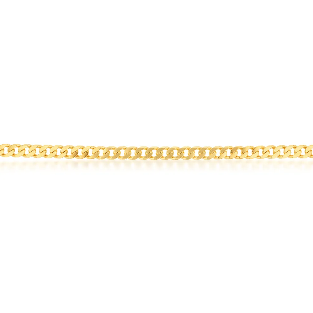 9ct Yellow Solid Gold Flat Bevelled Curb 55cm Chain 180gauge Shiels