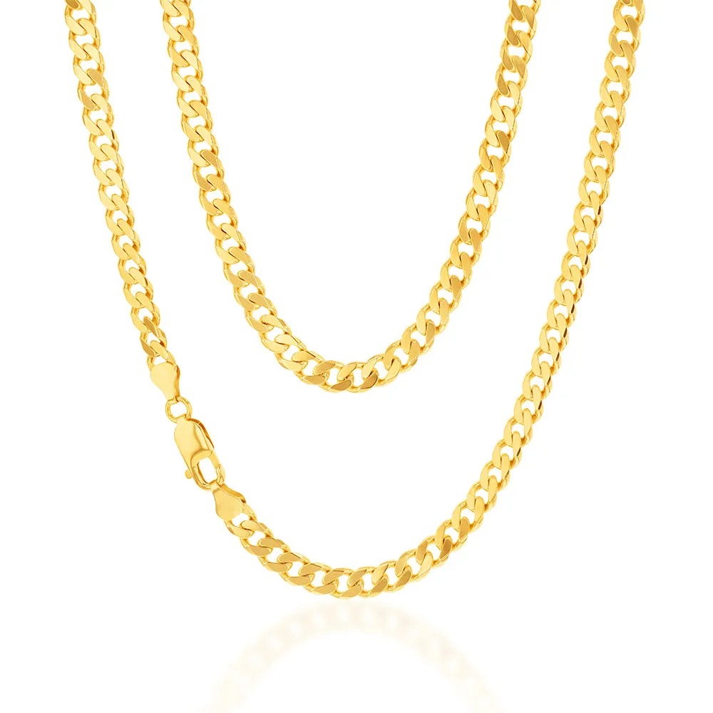 9ct Yellow Solid Gold Flat Bevelled Curb 55cm Chain 180gauge Shiels