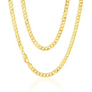 9ct Yellow Solid Gold Flat Bevelled Curb 55cm Chain 180gauge Shiels