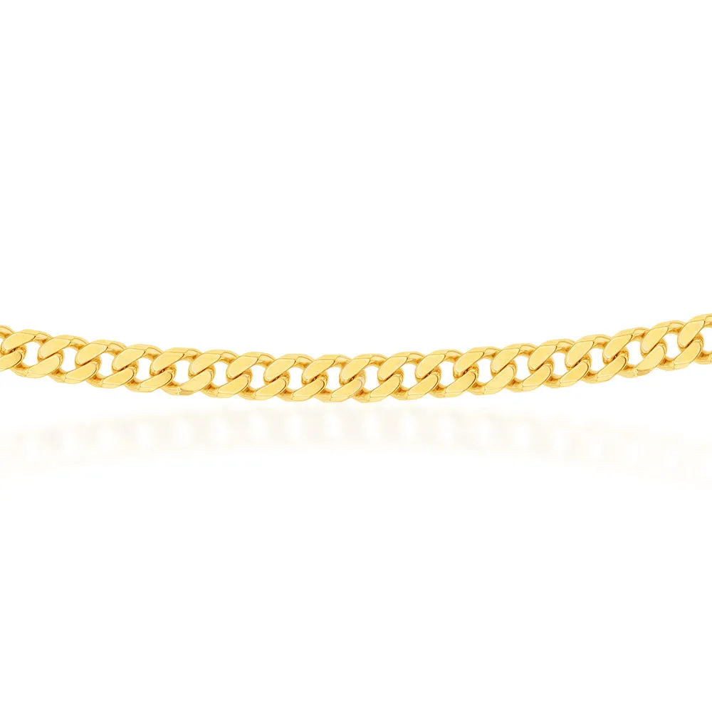 9ct Yellow Solid Gold Flat Bevelled Curb 55cm Chain 180gauge Shiels