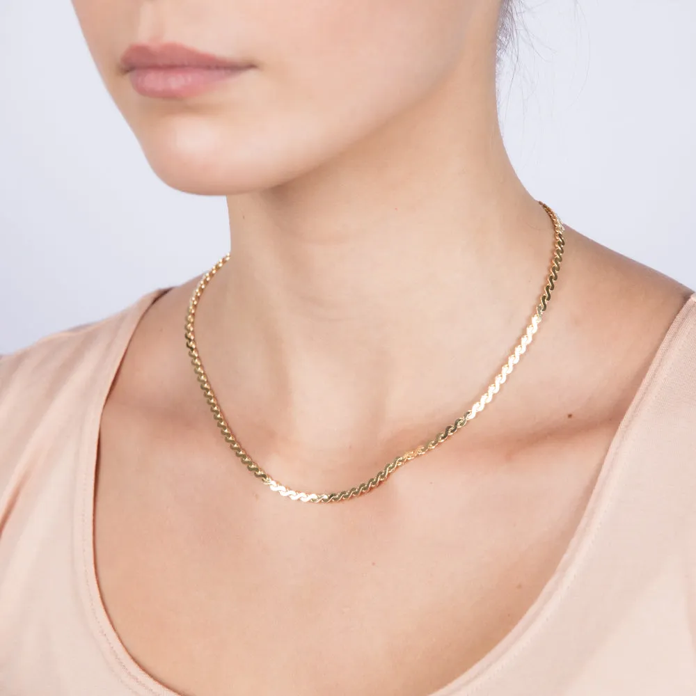 9ct Yellow Solid Gold Serpentine 45cm Chain Shiels