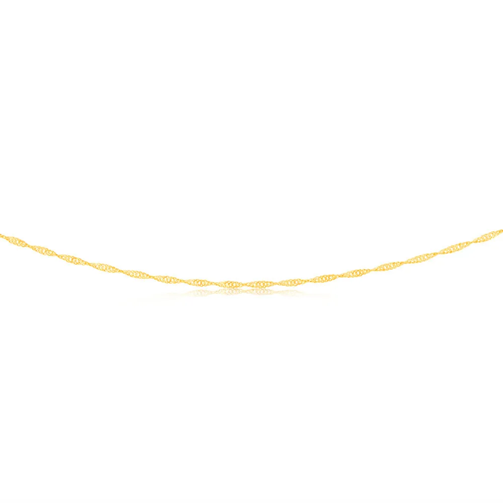 9ct Yellow Solid Gold Singapore 45cm Chain 30 Gauge Shiels