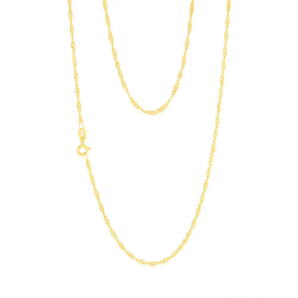 9ct Yellow Solid Gold Singapore 45cm Chain 30 Gauge Shiels