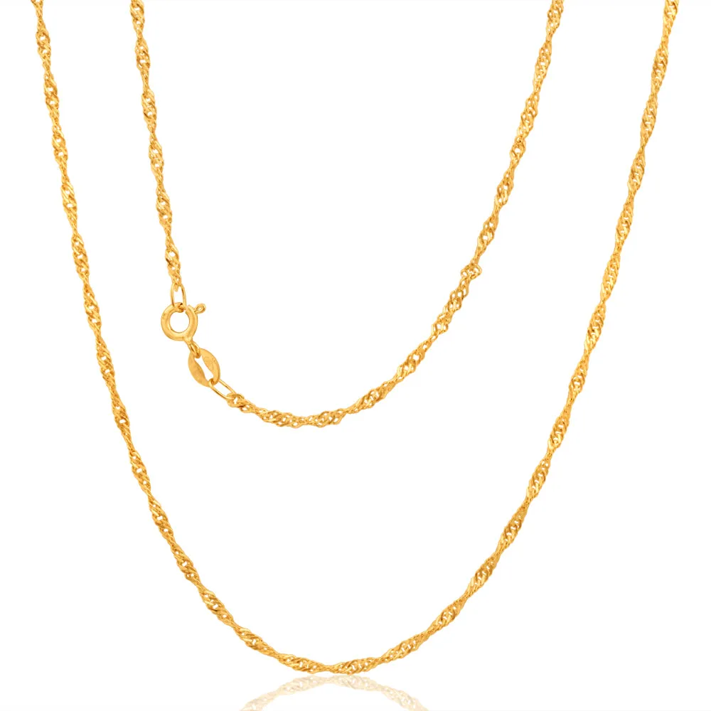 9ct Yellow Solid Gold Singapore 50cm Chain 30 Gauge Shiels