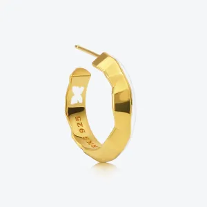 A. Iceberg 18K Gold Plated SM Hoops w. Snow White Enamel