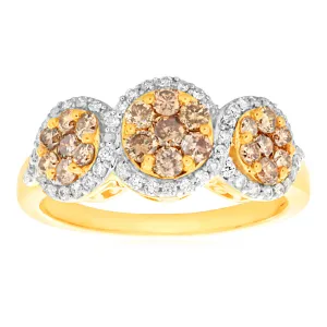 Australian Diamond 9ct Yellow Gold 1 Carat Diamond Trilogy Ring Shiels