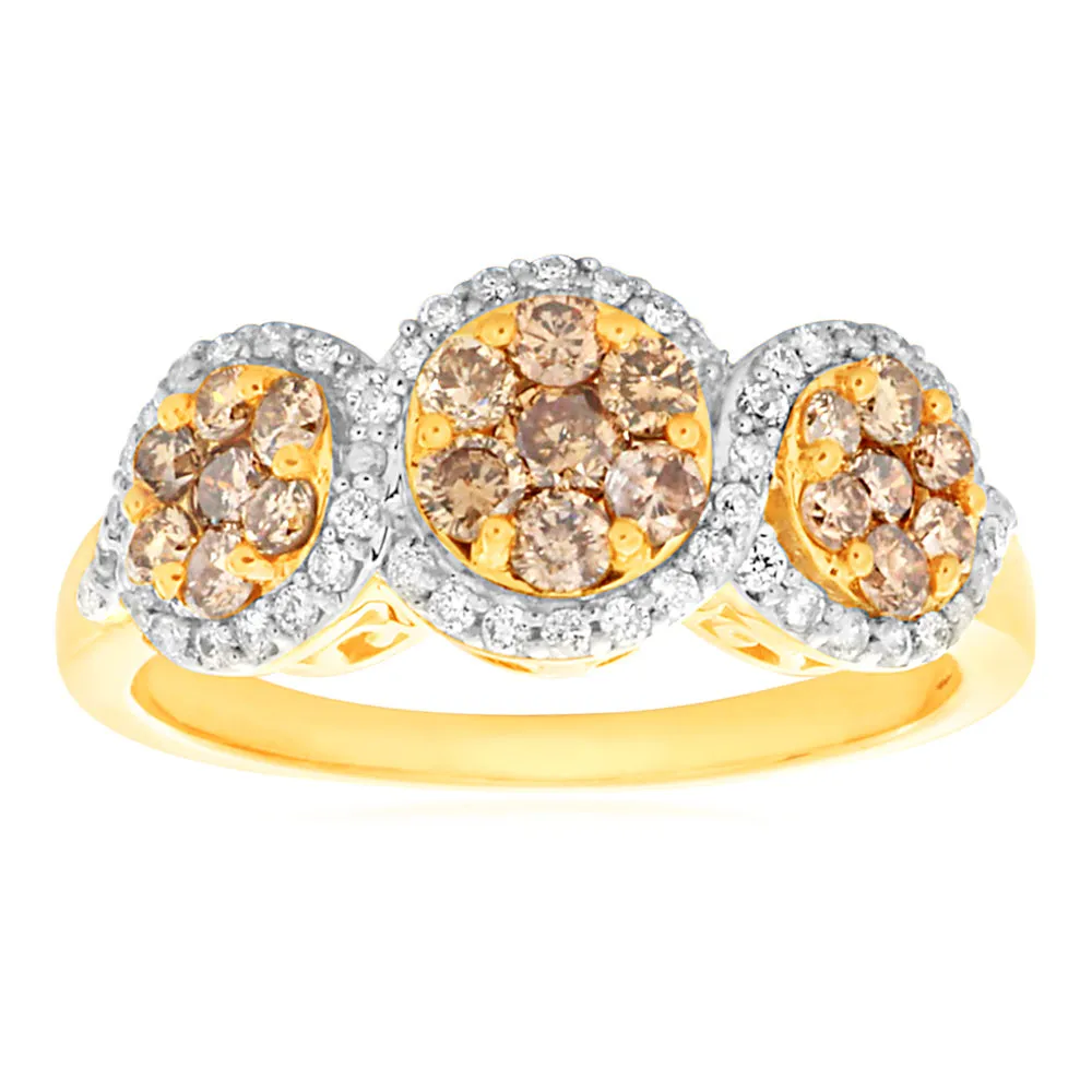 Australian Diamond 9ct Yellow Gold 1 Carat Diamond Trilogy Ring Shiels