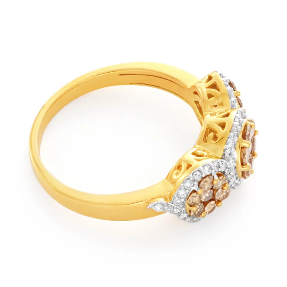 Australian Diamond 9ct Yellow Gold 1 Carat Diamond Trilogy Ring Shiels