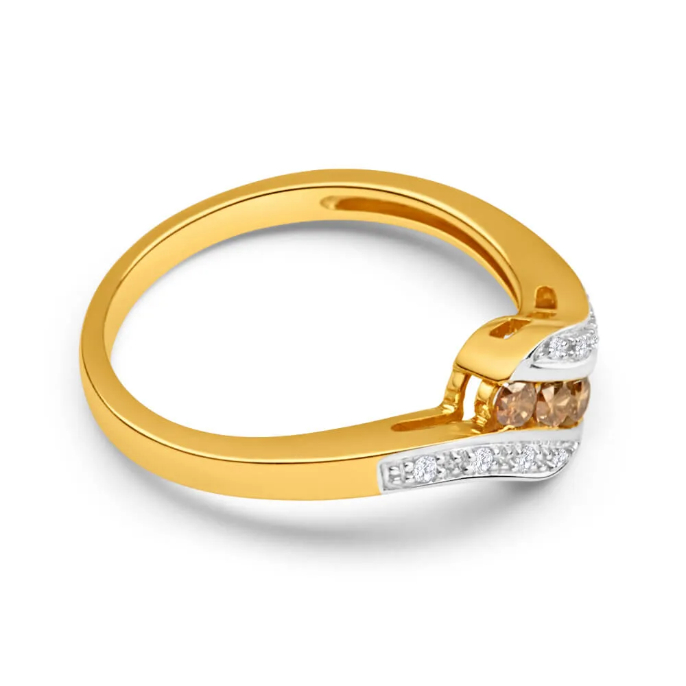 Australian Diamond 9ct Yellow Gold Diamond Trilogy Ring Shiels