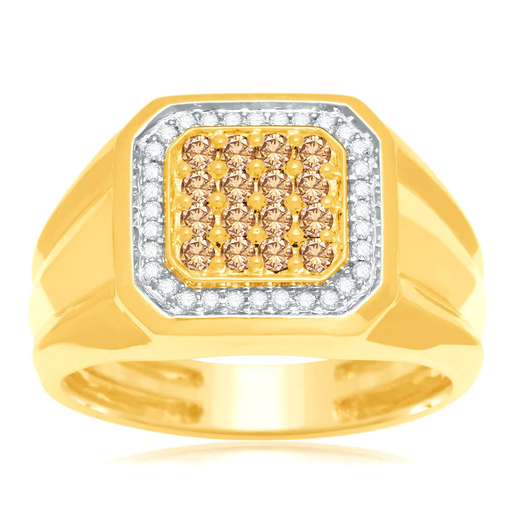 Australian Diamond 9ct Yellow Gold Gents Ring with 1/2 Carat of Diamonds Shiels