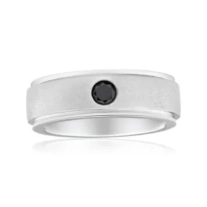 Black Diamond Sterling Silver Single Diamond Ring Shiels