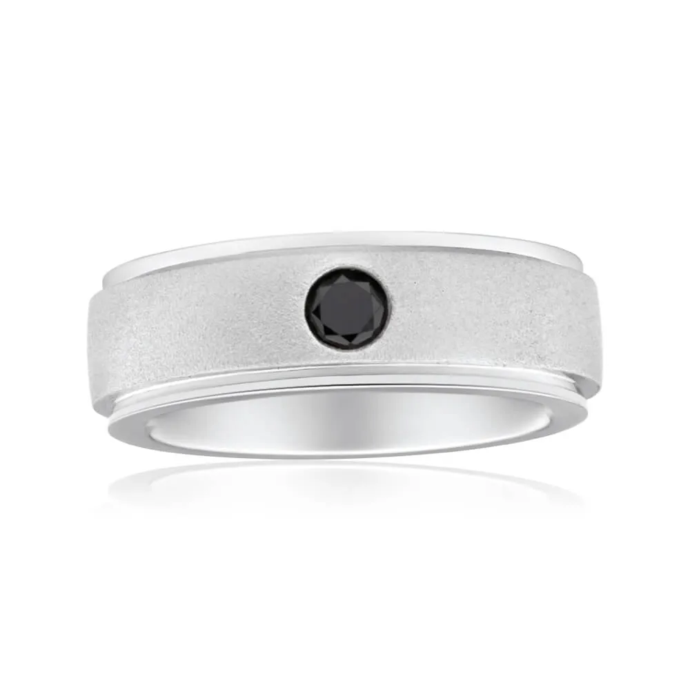 Black Diamond Sterling Silver Single Diamond Ring Shiels