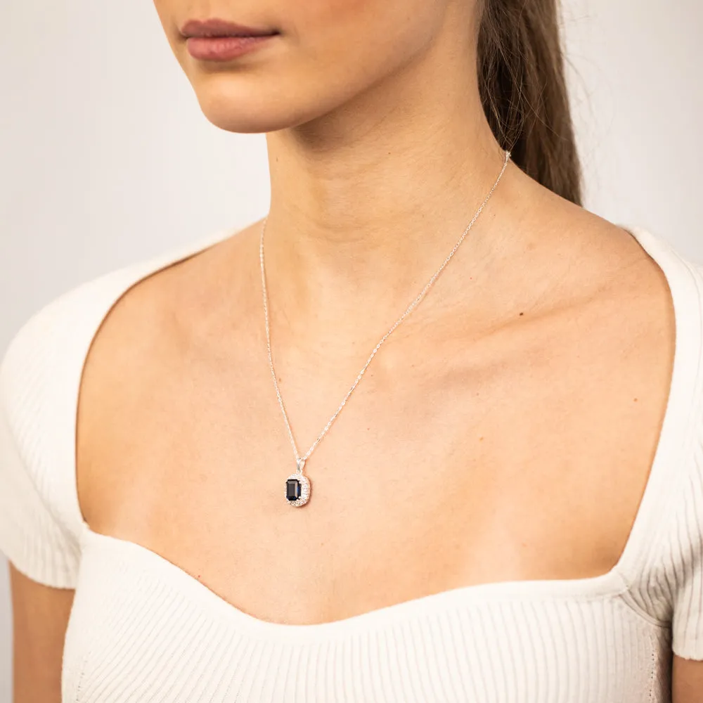 Blue And White Zirconia Pendant On 42 3cm Chain Shiels