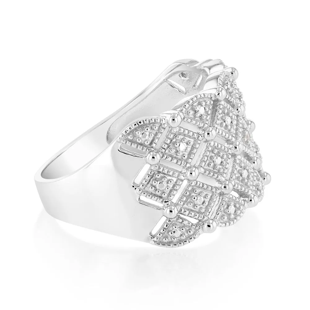 Cluster 0.05Ct Diamond Ring In Sterling Silver Shiels