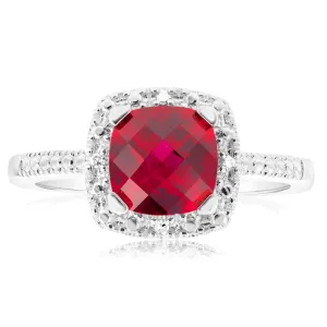 Created Ruby Ring with Diamonds in Sterling Silver Shiels