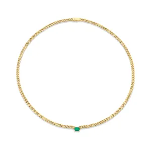 CUBAN LINK NECKLACE WITH EMERALD CENTER Anita Ko