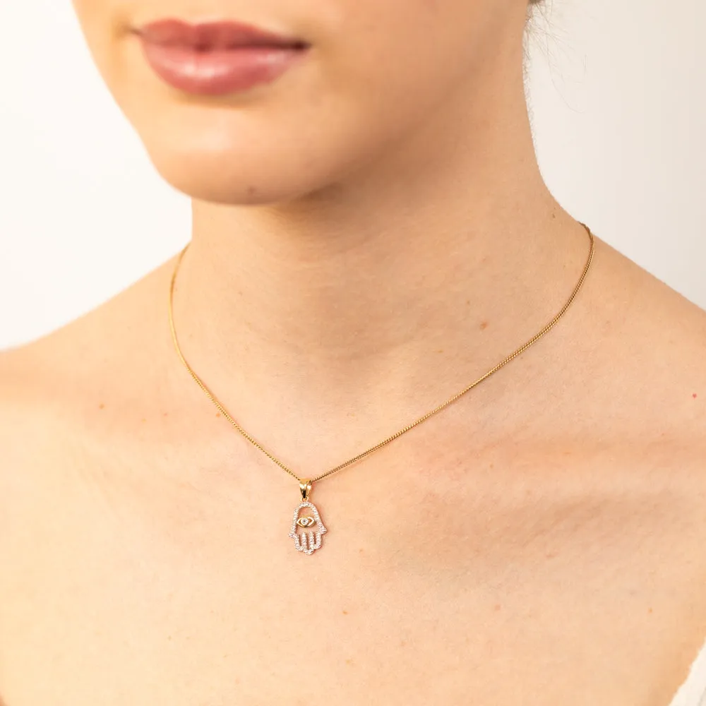 Cubic Zirconia Evil Eye Pendant in 9ct Yellow Gold Shiels