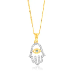 Cubic Zirconia Evil Eye Pendant in 9ct Yellow Gold Shiels