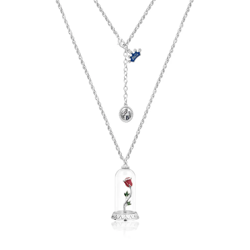 DISNEY Beauty and The Beast Enchanted Rose Necklace Shiels