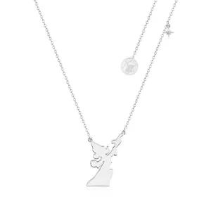 Disney Fantasia White Gold Plated Mickey Reach For The Stars Pendant On Chain Shiels
